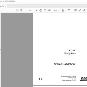 Case CX210C Bandgrävare FÖRARHANDBOK Manual 47578584 - PDF DOWNLOAD (SWEDISH)