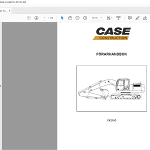 Case CX210C Crawler Excavator FÖRARHANDBOK Manual 84551227 - PDF DOWNLOAD (SWEDISH)