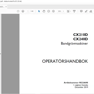 Case CX210D CX240D Bandgrävmaskiner OPERATÖRSHANDBOK Manual 90324698 - PDF DOWNLOAD (SWEDISH)