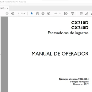 Case CX210D CX240D Escavadoras de lagartas MANUAL DE OPERADOR(90324694)-PDF DOWNLOAD (Portuguese)