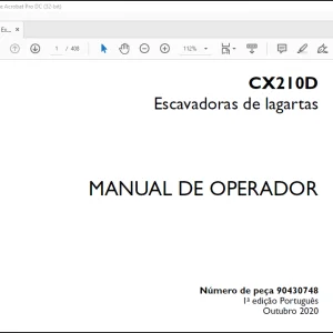 Case CX210D Escavadoras de lagartas MANUAL DE OPERADOR(90430748) - PDF DOWNLOAD (Portuguese)