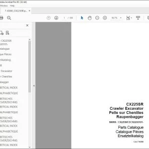 Case CX225SR Crawler Excavator Parts Catalog Manual 7-8380 - PDF DOWNLOAD