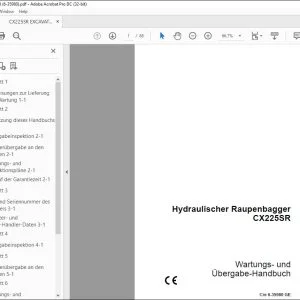 Case CX225SR Hydraulischer Raupenbagger Wartungs- und Übergabe-Handbuch 6-35980 - PDF DOWNLOAD (German)