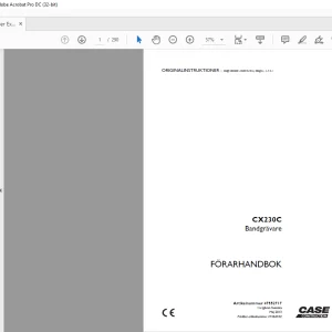 Case CX230C Bandgrävare FÖRARHANDBOK Manual 47552717 - PDF DOWNLOAD (SWEDISH)