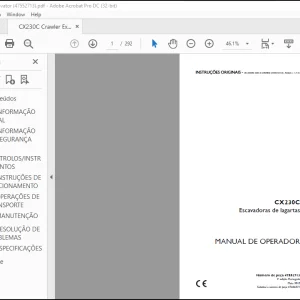 Case CX230C Escavadoras de lagartas Manual do Operador(47552713) - PDF DOWNLOAD (Portuguese)