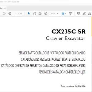 Case CX235C SR Crawler Excavator SERVICE PARTS CATALOGUE Manual_EN_FR_IT_ES_DE_PT_DAN(84586336) - PDF DOWNLOAD