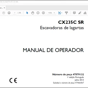 Case CX235C SR Escavadoras de lagartas MANUAL DE OPERADOR(47579132)- PDF DOWNLOAD (Portuguese)