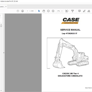 Case CX235C SR Tier 4 ESCAVATORE CINGOLATO SERVICE MANUAL 47362633 IT - PDF DOWNLOAD (Italian)