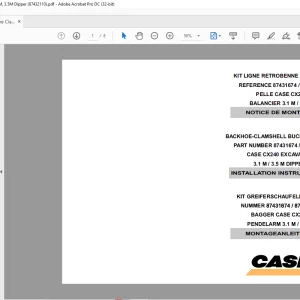 Case CX240 Backhoe Clamshell Bucket Line Kit 3.1M, 3.5M Dipper ASSEMBLY INSTRUCTIONS Manual  87432110 - PDF DOWNLOAD (EN-IT-ES-DE-FR-PT-NL-DAN-AR)