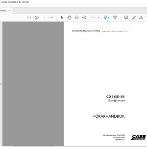 Case CX245D SR Bandgrävare FÖRARHANDBOK Manual 51417228 - PDF DOWNLOAD (SWEDISH)