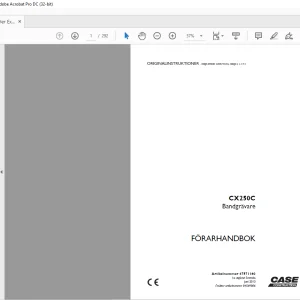 Case CX250C Bandgrävare FÖRARHANDBOK Manual 47571160 - PDF DOWNLOAD (SWEDISH)