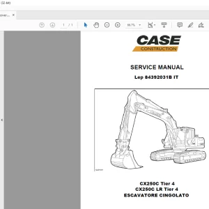 Case CX250C Tier 4 CX250C LR Tier 4 ESCAVATORE CINGOLATO SERVICE MANUAL 84392031B - PDF DOWNLOAD (Italian)