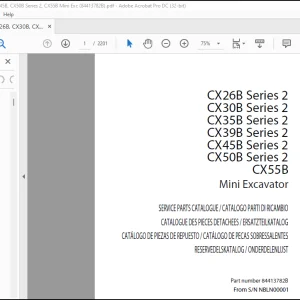 Case CX26B CX30B CX35B CX39B CX45B CX50B Series 2 CX55B Mini Excavator SERVICE PARTS CATALOGUE Manual(84413782B)_EN_IT_FR_DE_ES_PT_DAN - PDF DOWNLOAD