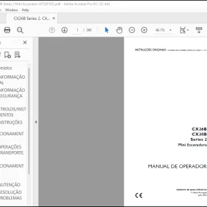 Case CX26B CX30B Series 2 Mini Escavadora Manual do Operador(47530102) - PDF DOWNLOAD (Portuguese)