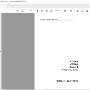 Case CX26B CX30B Series 2 Minigravmäskiner FÖRARHANDBOK Manual 47530196 - PDF DOWNLOAD (SWEDISH)