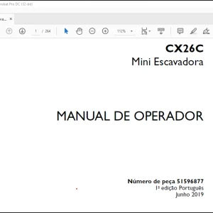 Case CX26C Mini Escavadora MANUAL DE OPERADOR(51596877) - PDF DOWNLOAD(Portuguese)