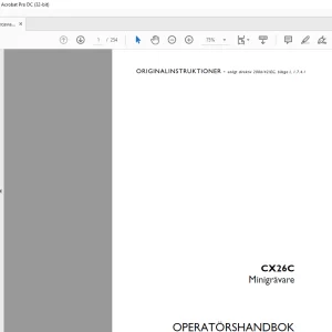 Case CX26C Minigrävare OPERATÖRSHANDBOK Manual 90433674 - PDF DOWNLOAD (SWEDISH)
