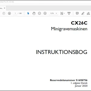 Case CX26C Minigravemaskinen INSTRUKTIONSBOG(51698756) -  PDF DOWNLOAD (Danish)