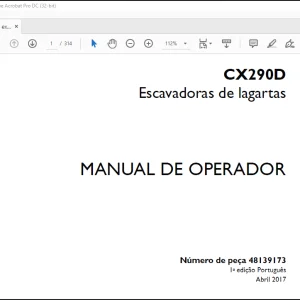 Case CX290D Escavadoras de lagartas MANUAL DE OPERADOR(48139173)-PDF DOWNLOAD (Portuguese)