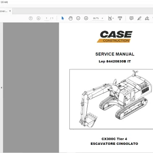 Case CX300C Tier 4 ESCAVATORE CINGOLATO SERVICE MANUAL 84420830B - PDF DOWNLOAD (Italian)
