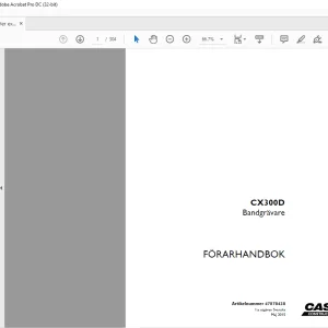 Case CX300D Bandgrävare FÖRARHANDBOK Manual 47878438 - PDF DOWNLOAD (SWEDISH)