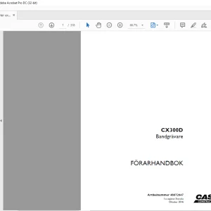 Case CX300D Bandgrävare FÖRARHANDBOK Manual 48072647 - PDF DOWNLOAD (SWEDISH)