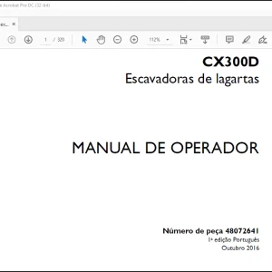 Case CX300D Escavadoras de lagartas MANUAL DE OPERADOR(47072641)-PDF DOWNLOAD (Portuguese)