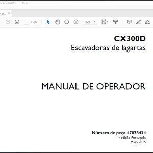 Case CX300D Escavadoras de lagartas MANUAL DE OPERADOR(47877834)-PDF DOWNLOAD (Portuguese)