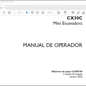 Case CX30C Mini Escavadora MANUAL DE OPERADOR(51698749)-PDF DOWNLOAD (Portuguese)