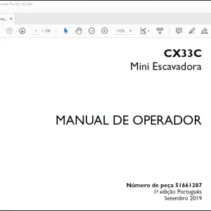 Case CX33C Mini Escavadora MANUAL DE OPERADOR(51661287)- PDF DOWNLOAD (Portuguese)