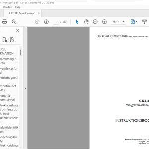 Case CX33C Minigravemaskinen INSTRUKTIONSBOG(51661289) - PDF DOWNLOAD (Danis