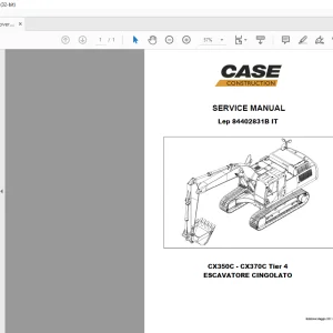 Case CX350C - CX370C Tier 4 ESCAVATORE CINGOLATO  SERVICE MANUAL 84402831B - PDF DOWNLOAD (Italian)