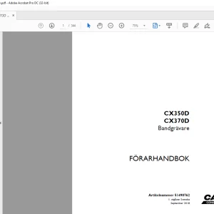 Case CX350D CX370D Bandgrävare FÖRARHANDBOK Manual 51490762 - PDF DOWNLOAD (SWEDISH)