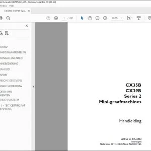 Case CX35B CX39B Series 2 Mini-graafmachines Mini-graafmachine Handleiding 84565462 - PDF DOWNLOAD (Dutch)