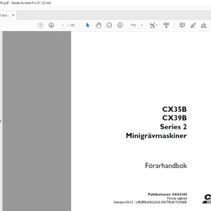 Case CX35B CX39B Series 2 Minigrävmaskiner Förarhandbok Manual 84565445 - PDF DOWNLOAD (SWEDISH)