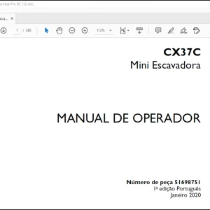 Case CX37C Mini Escavadora MANUAL DE OPERADOR (51698751)-PDF DOWNLOAD (Portuguese)