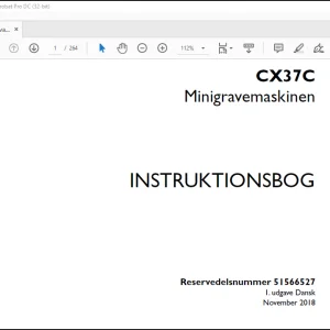 Case CX37C Minigravemaskinen INSTRUKTIONSBOG(51566527)  - PDF DOWNLOAD (Danish)
