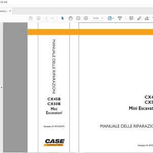 Case CX45B CX50B Mini Escavatori MANUALE DELLE RIPARAZIONI 84526507A - PDF DOWNLOAD (Italian)