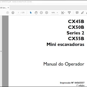 Case CX45B CX50B Series 2 CX55B Mini escavadoras MANUAL DO OPERADOR(84565557)-PDF DOWNLOAD (Portuguese)
