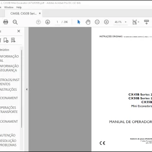 Case CX45B Series 2 CX50B Series 2 CX55B  Mini Escavadora Manual do Operador(47528398) - PDF DOWNLOAD (Portuguese)