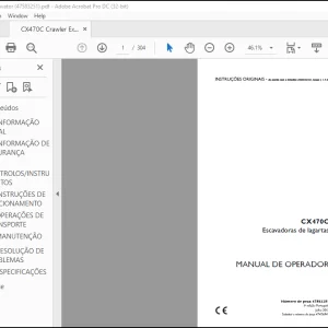 Case CX470C Escavadoras de lagartas MANUAL DE OPERADOR(47583251) - PDF DOWNLOAD (Portuguese)