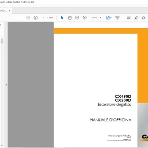 Case CX490D CX500D Escavatore cingolato MANUALE D’OFFICINA 47937812 - PDF DOWNLOAD (Italian)
