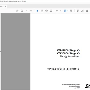 Case CX490D (Stage V) CX500D (Stage V) Bandgrävmaskiner OPERATÖRSHANDBOK Manual 51650188 - PDF DOWNLOAD (SWEDISH)