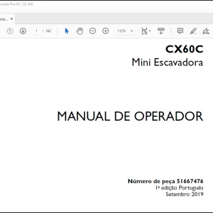 Case CX60C Mini Escavadora MANUAL DE OPERADOR(51667476) - PDF DOWNLOAD(Portuguese)