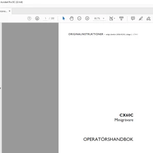 Case CX60C Minigrävare OPERATÖRSHANDBOK Manual 51667484 - PDF DOWNLOAD (SWEDISH)