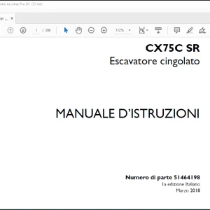 Case CX75C SR Escavatore cingolato MANUALE D’ISTRUZIONI(51464198) -  PDF DOWNLOAD (Italian)