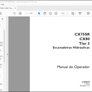 Case CX75SR CX80 Tier 3 Escavadeiras Hidraulicas Manual do Operador(47448629) - PDF DOWNLOAD (Portuguese)