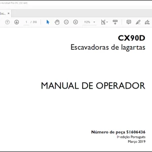 Case CX90D Escavadoras de lagartas MANUAL DE OPERADOR(51606436) - PDF DOWNLOAD(Portuguese)