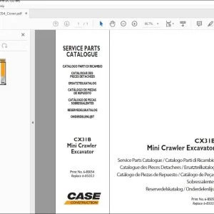 Case CX31B Mini Crawler Excavator Service Parts Catalogue Manual 6-85054 EN_FR_IT_DE_PT_ES_NT - PDF DOWNLOAD
