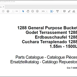 Case Crawler Excavators 1288 General Purpose Bucket Parts Catalogue Manual(7-4440)_EN_FR_DE_ES -  PDF DOWNLOAD